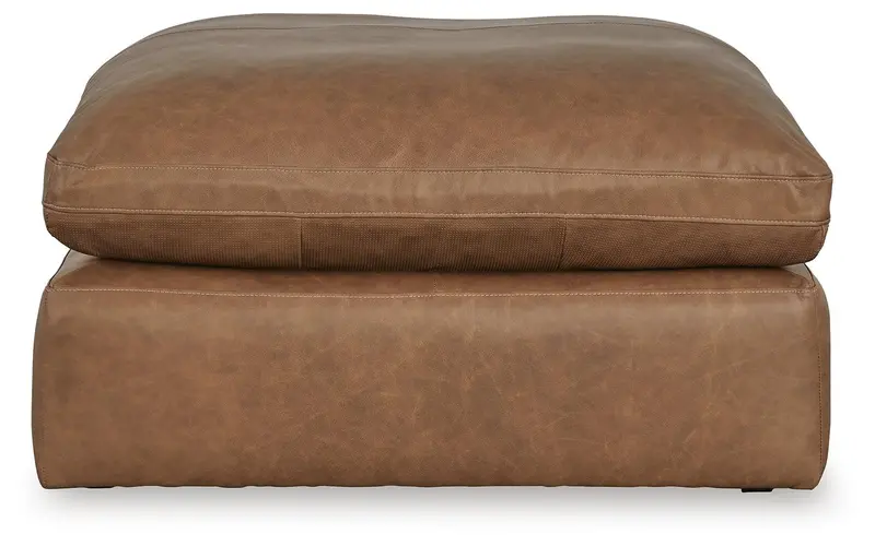 Emilia Caramel Leather-Look Accent Ottoman