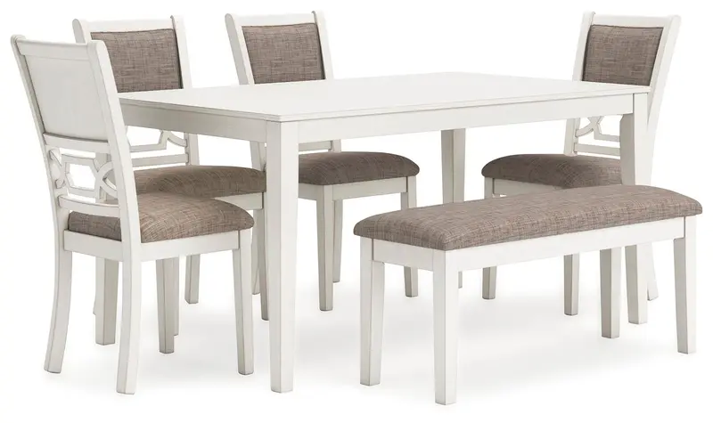 Erinberg Antique White Dining Table Set for Six