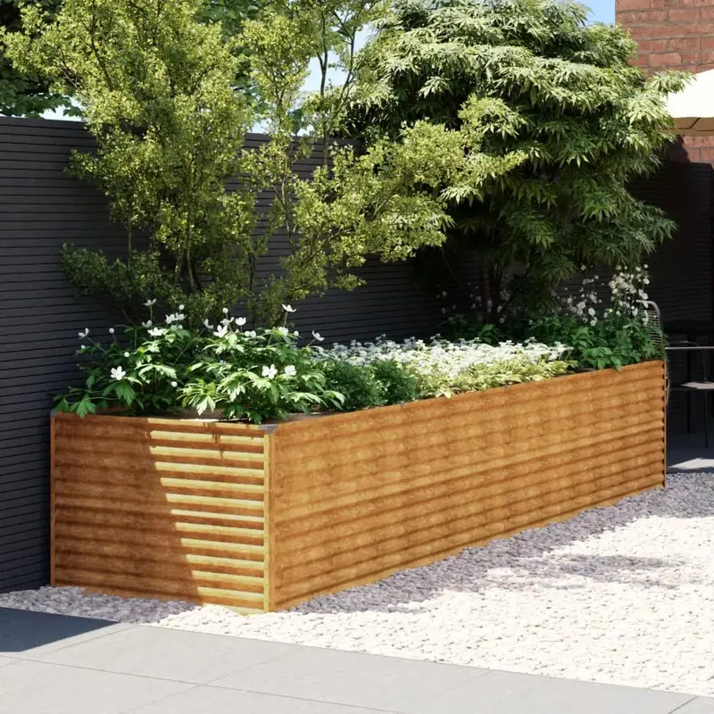 Extra-Long Corten Steel Garden Bed – Rustic Large Planter, 386x100x69 cm for Vegetable or Flower Beds