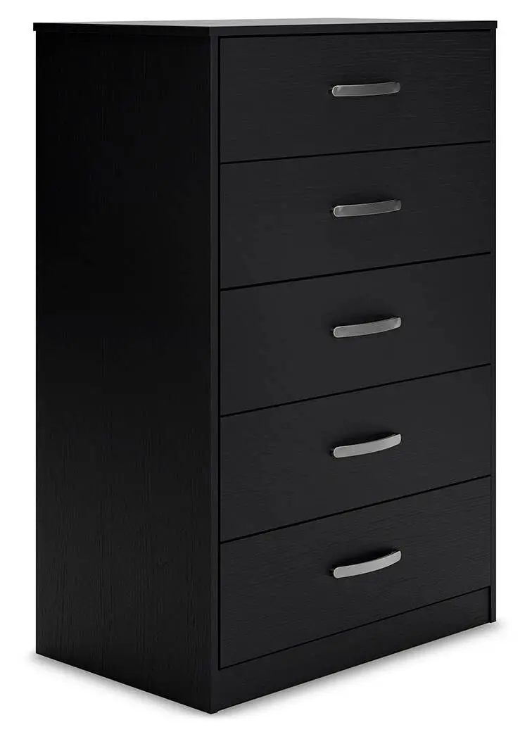 Finch Black Five-Drawer Chest – Sleek Matte Cabinet Storage