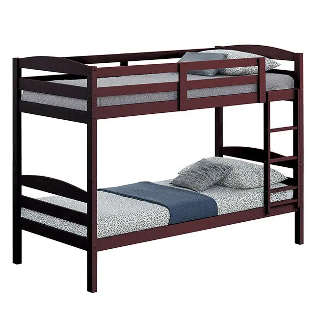 Finsbury FM-BK110ES-T Twin-over-Twin Bunk Bed – Espresso Finish, Arch Slat Design (New)