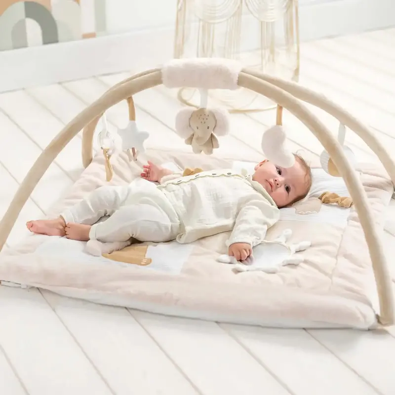 Flo, Ernest & Oli Sensory Play Mat – Soft Baby Gym with Arch Supports & Hanging Developmental Toys by NATTOU