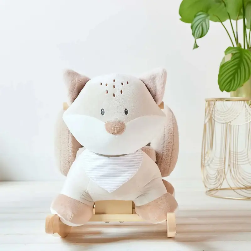 Flo the Fox Rocker – Plush Baby Rocking Toy with Solid Wood Base & Secure Safety Harness by NATTOU