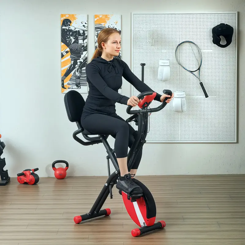 Foldable Magnetic Exercise Bike – 5 Seat Positions & 8 Resistance Levels with LCD Feedback | SPORTNOW