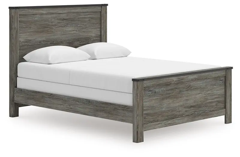 Frandern Black-and-Gray Queen Panel Bed Frame