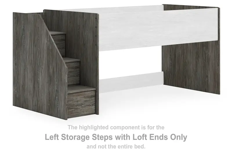 Frandern Gray Left-Side Loft Bed Storage Steps