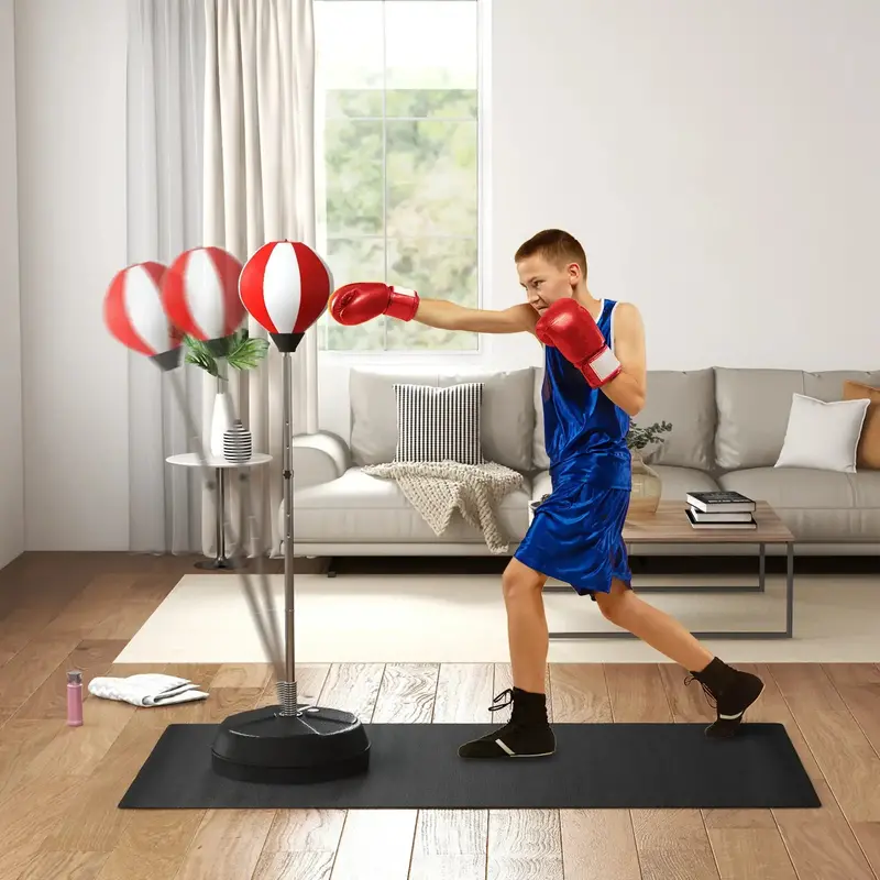 Freestanding Adjustable Punching Bag | Boxing Reflex Trainer Kit with Gloves by HOMCOM