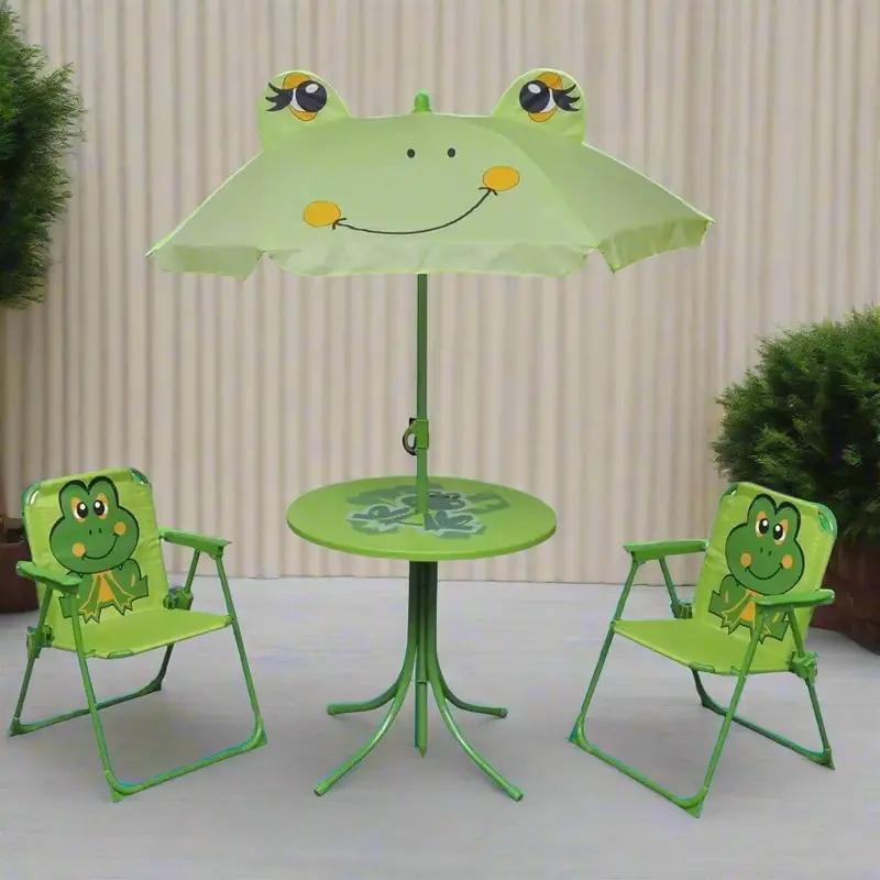 Frog-Shaped Children’s Garden Furniture Set – Foldable Chairs & Umbrella Included
