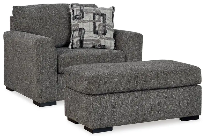 Gardiner Pewter Accent Chair and Matching Ottoman