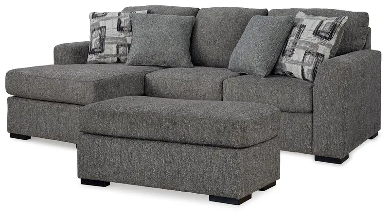 Gardiner Pewter Sofa-Chaise with Matching Ottoman