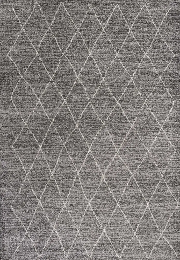 Geometric Area Rug – 8 ft x 11 ft Gray and Ivory Power-Loom Design