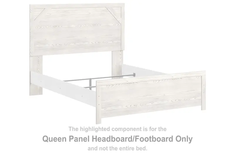 Gerridan White and Gray Queen Panel Bed with Headboard and Footboard