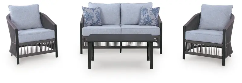 Gray Outdoor Seating Set (4-Piece): Loveseat, Chairs & Table – Bodega Island