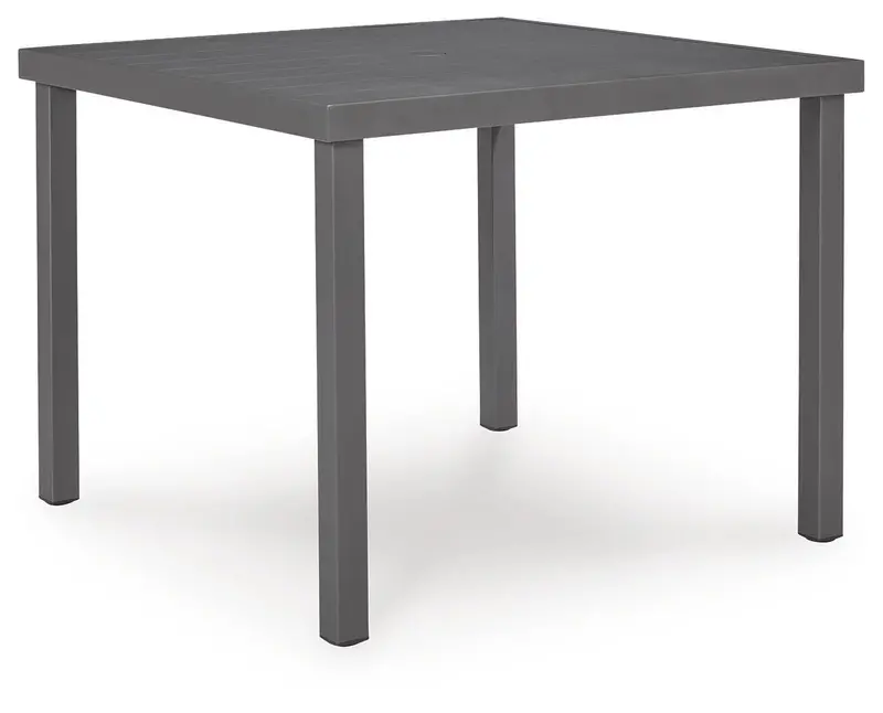 Gray Square Dining Table with Umbrella Hole Option – Point Bonita Series