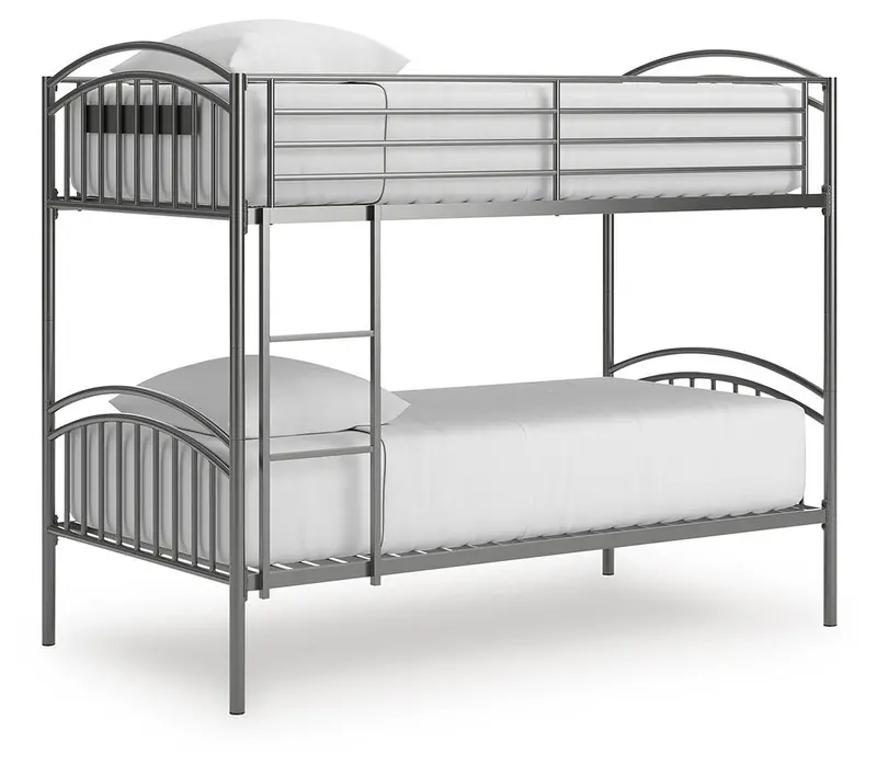 Gray Twin-over-Twin Bunk Bed with Ladder – Hilletran Style