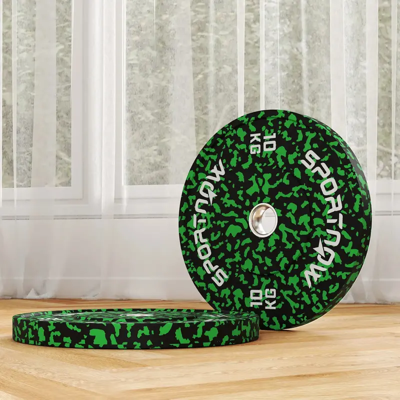 Green 10kg Pair Olympic Weight Plates – Rubber-Coated, 2-Inch Barbell Compatible by SPORTNOW