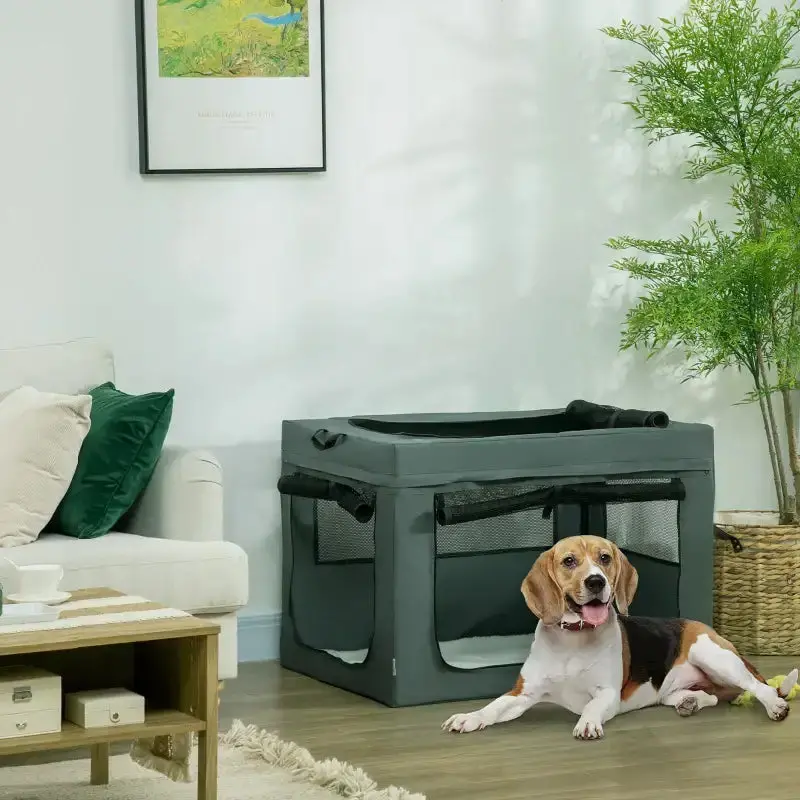 Green Fabric Dog Travel Crate | Portable Carrier for Medium to Large Dogs (Up to 30kg) PAWHUT