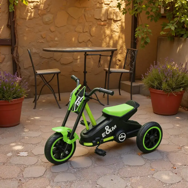 Green Motorbike-Style Kids Tricycle for Toddlers | Steel Frame Balance Bike by AIYAPLAY