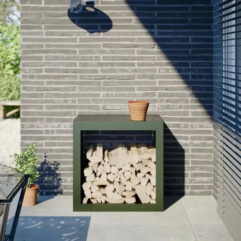 Green Powder-Coated Steel Firewood Rack (60x40x60cm) – Durable Outdoor Log Holder by VIDAXL