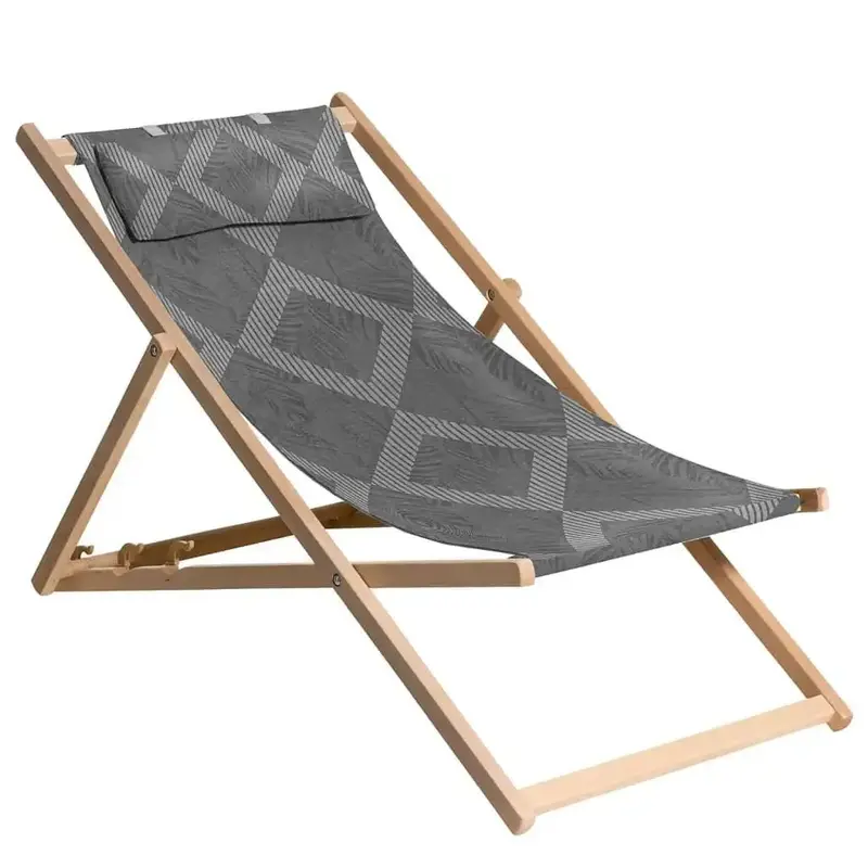 Grey Demi Wooden Beach Chair with Ergonomic Backrest