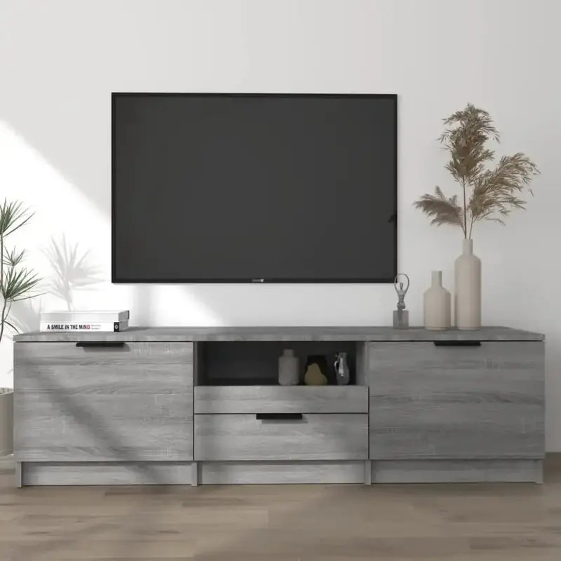 Grey Sonoma TV Stand – Contemporary Media Unit with Drawer and Modular Storage Compartments
