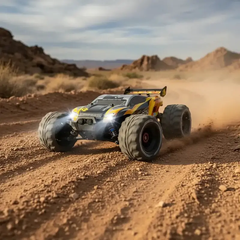 H3 1/18 RC Monster Truck | Twin-Motor 4WD, 50+ km/h Speed & Illuminated Headlights by 4DRC