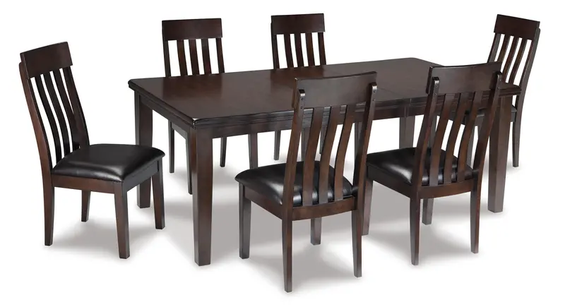 Haddigan Dark Brown Dining Set: Table + 6 Chairs