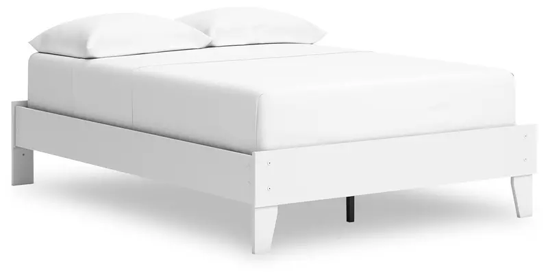 Hallityn Minimalist White Full Platform Bed with Solid Support System