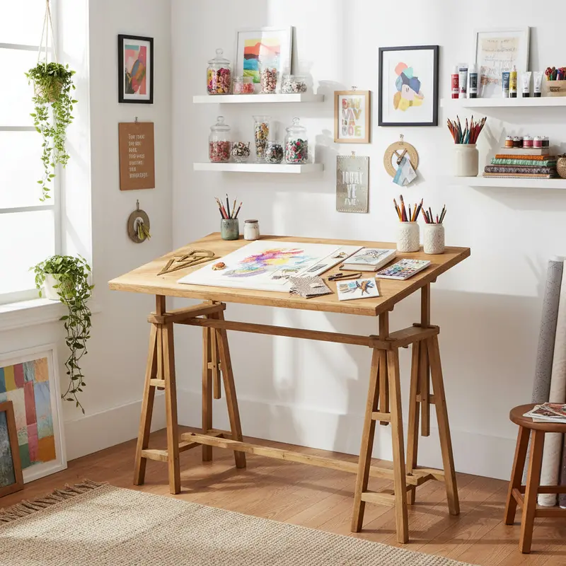 Handcrafted Solid Mango Wood Vintage Drafting Table with Adjustable Tilting Top – VIDAXL