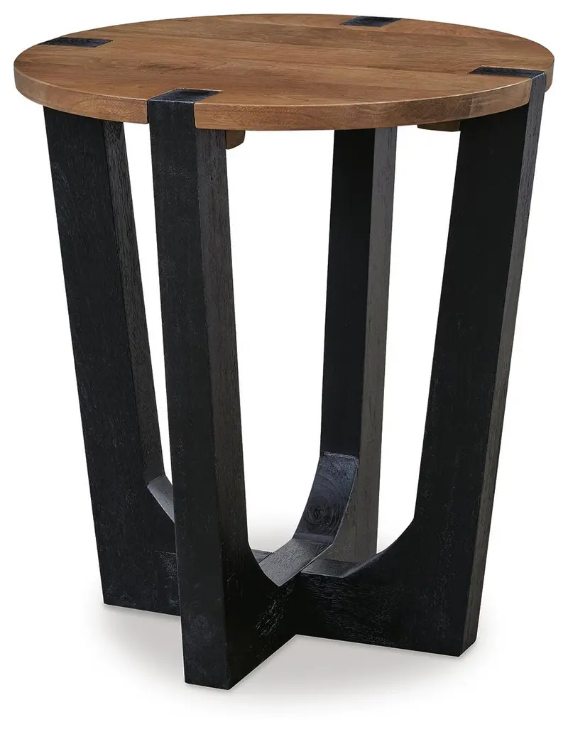 Hanneforth Brown and Black Round Metal End Table