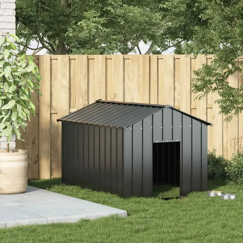 Heavy-Duty Galvanised Steel Dog Kennel – Weatherproof Outdoor Dog House with Roof | VIDAXL