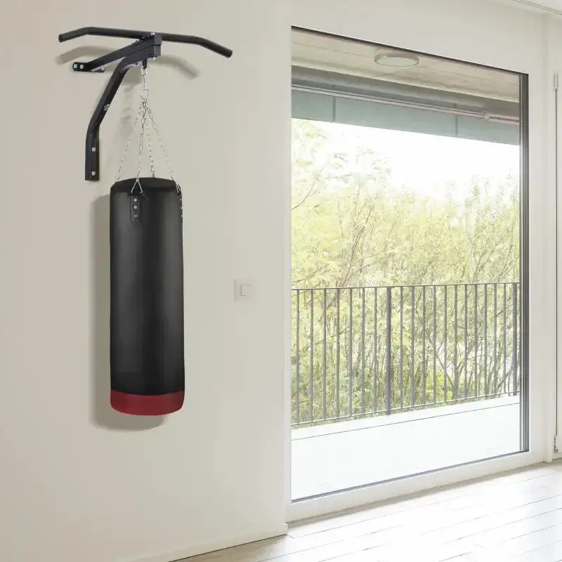 Heavy-Duty Wall Bracket with Integrated Pull-Up Bar | 130kg Capacity Punch Bag Mount | HOMCOM
