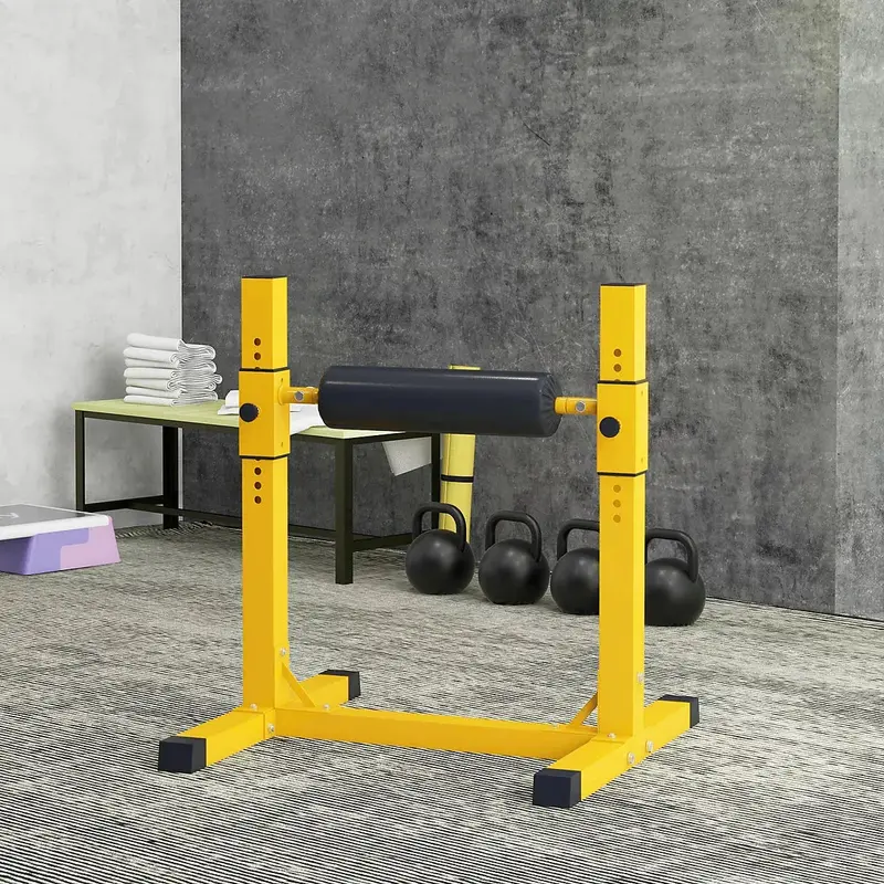 Height-Adjustable Bulgarian Squat Stand – Yellow Powder-Coated Steel Frame