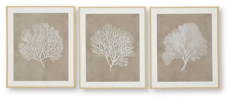 Hendridge Taupe and White 3-Piece Wall Art Set