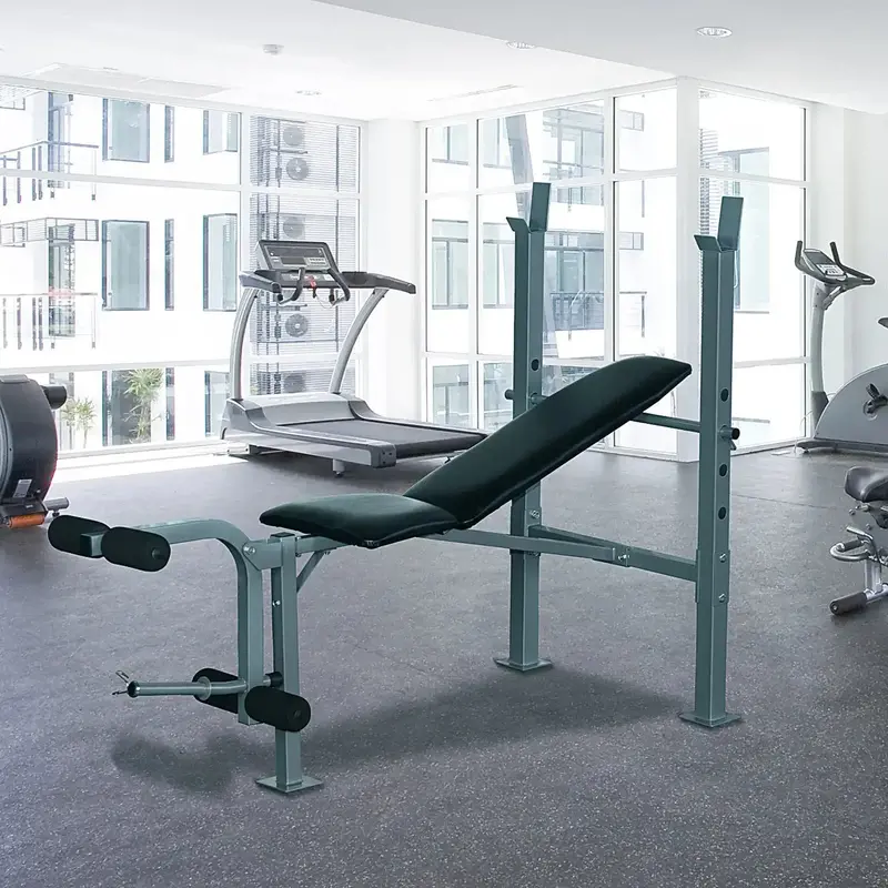 HOMCOM Adjustable Weight Bench with Integrated Barbell Rack and Leg Developer