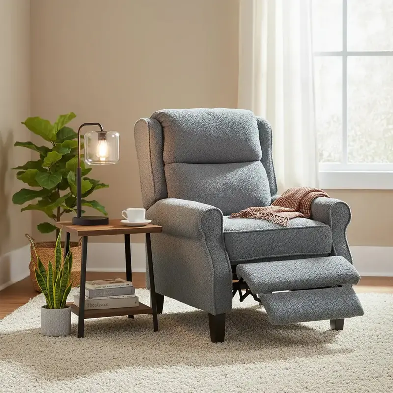 Homcom Grey Teddy Fleece Recliner Armchair – 132° Push-Back Relaxation Chair