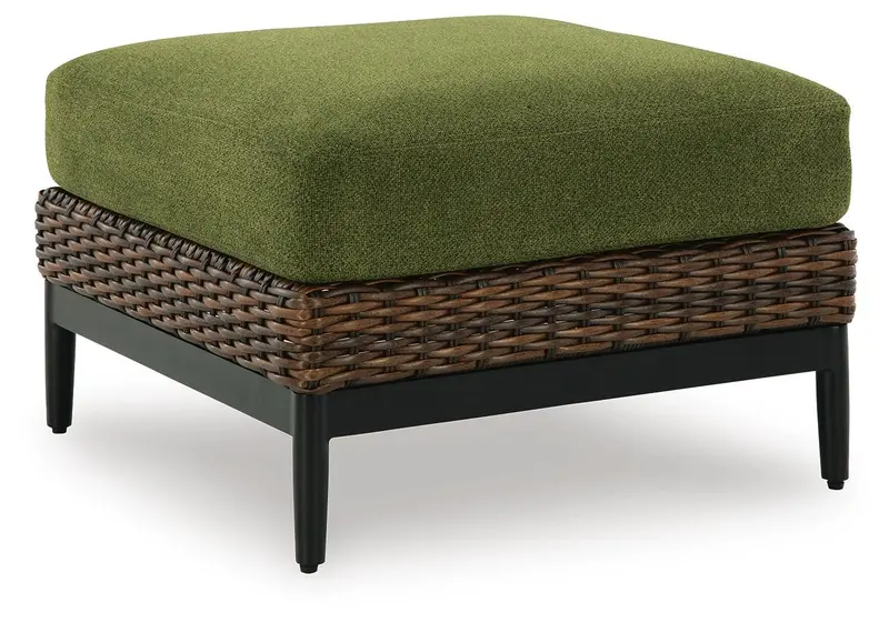 Horizon Hall Brown and Green Upholstered Ottoman with Cushion