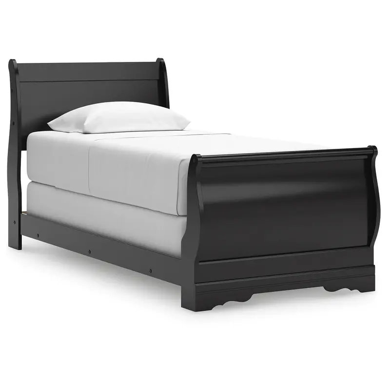 Huey Vineyard Black Twin Sleigh Bed