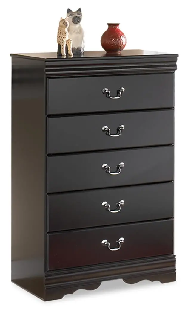 Huey Vineyard Sleek Black 5-Drawer Chest for Bedrooms
