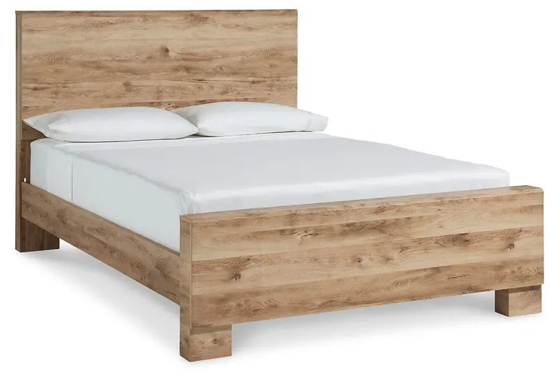 Hyanna Tan Brown King Panel Bed Frame