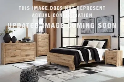 Hyanna Tan Brown King Panel Bed with Dual-Side Storage, Matching Dresser, Mirror, and Nightstand