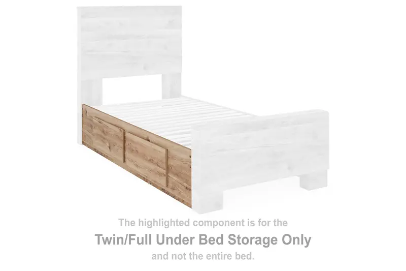 Hyanna Tan-Brown Twin or Full Bed with Under-Bed Storage Drawers