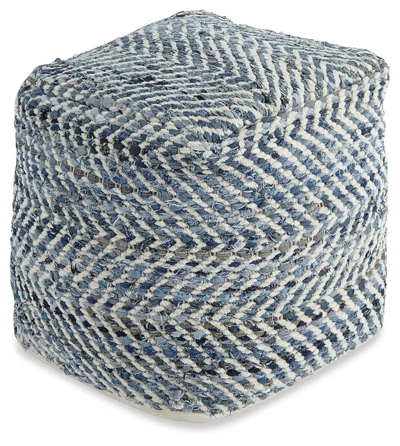 Indigo Chevron Pattern Floor Cushion – Chevron Blue Pouf