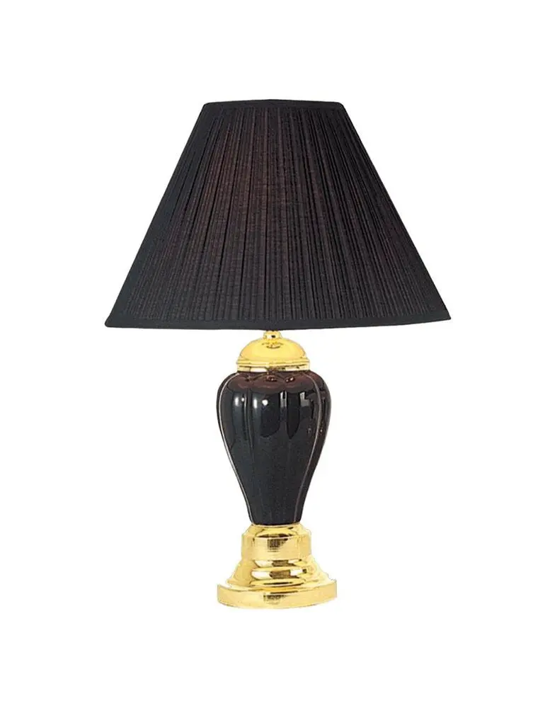 Ivory and Gold Ceramic Urn Table Lamp with Off-White Empire Shade – 27 Inch