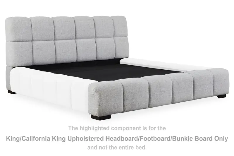 Jesstean Light Gray Upholstered King/Cal King Bed with Bunkie Board