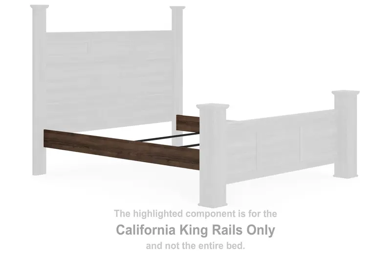 Juararo Dark Brown California King Bed Rails with Solid Support Frame