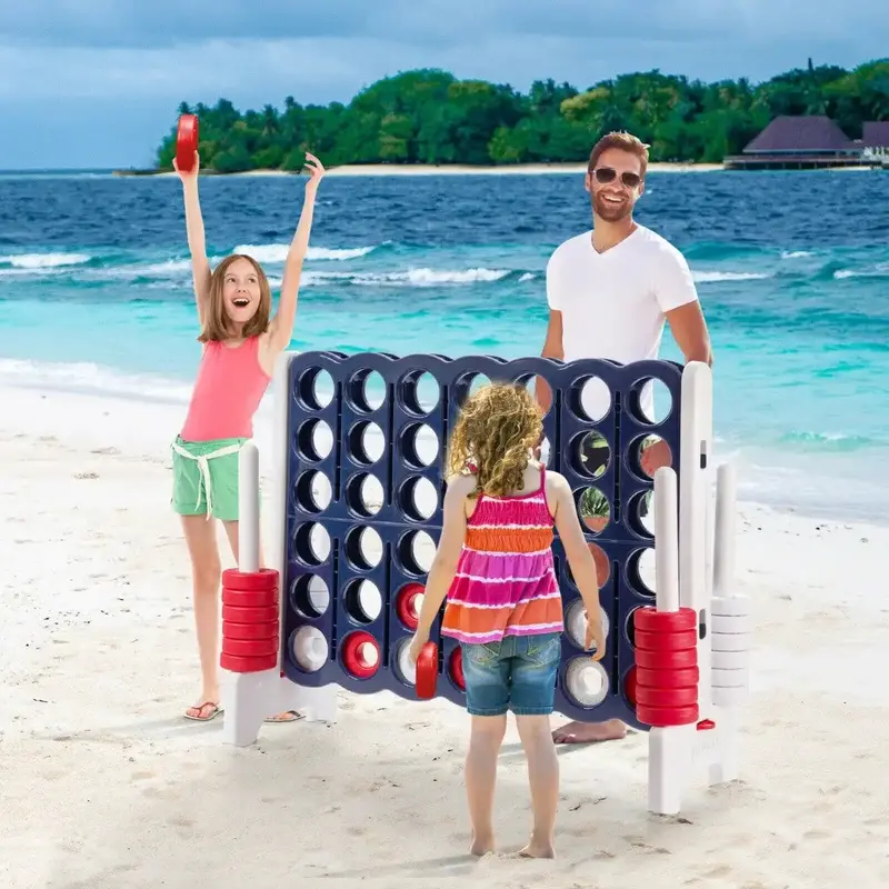 Jumbo 4-to-Score Game Set | Oversized Connect Four with Quick-Release Lever Mechanism by COSTWAY