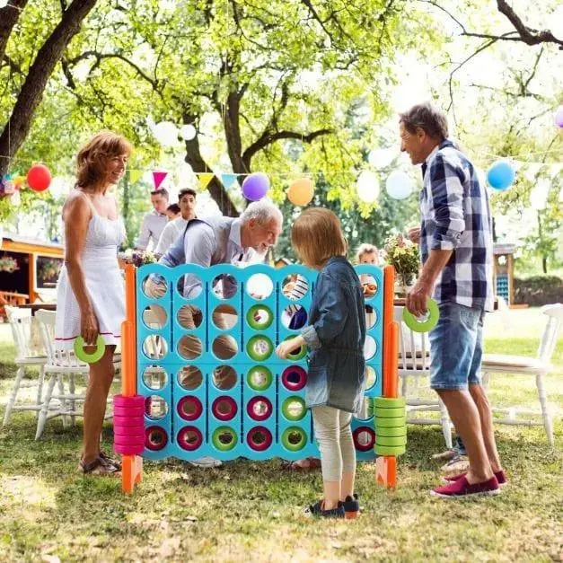 Jumbo Connect Four Game Set – Oversized Blue & Orange Yard Game with 42 Discs by COSTWAY