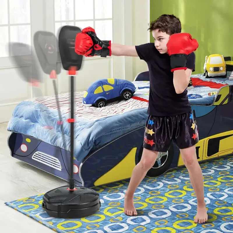 Junior Boxing Set for Ages 5+ – Adjustable Punch Ball Stand, Boxing Gloves & Stable Base | COSTWAY