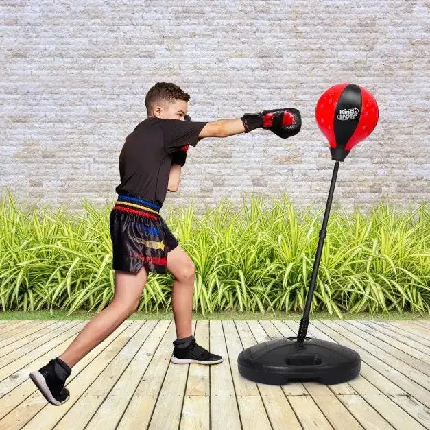 Junior Boxing Starter Kit – Height-Adjustable Freestanding Punch Bag Stand with Gloves and Pump (81–123cm)